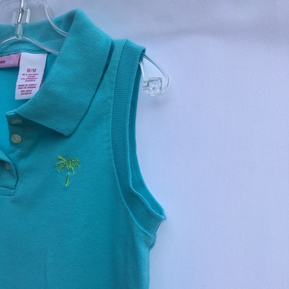GreenDog Girl Blueish/Green Medium Sleeveless Polo - Picture 5 of 12